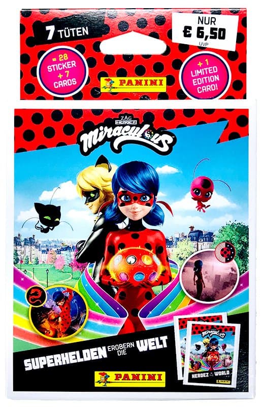 Miraculous Sticker & Cards "Superhelden erobern die Welt" - Set mit 30 Blistern