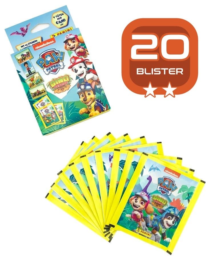 Paw Patrol Stickerkollektion "Dino Rescue" - Set mit 20 Blistern